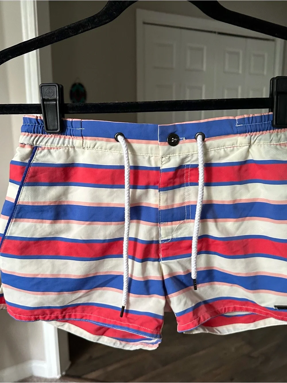 Parke & Ronen Pink, Blue & White Striped Swim Trunks Men’s XS Swimsuit